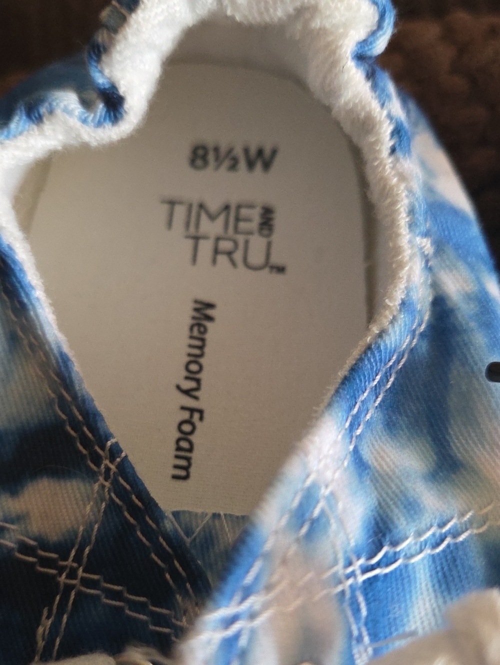 Time and Tru Blue Tie-Dye Womens 8.5 Wide Width Sneakers New - Picture 2 of 6